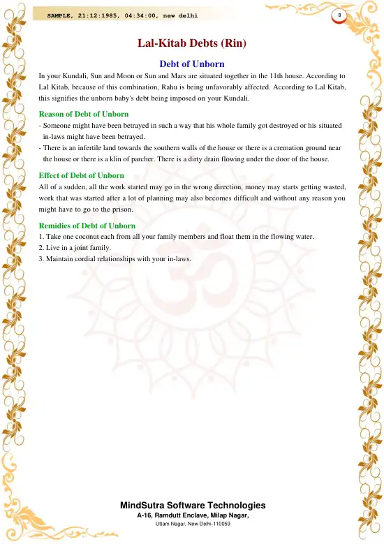 Lal Kitab Darpan original english sample — page 8