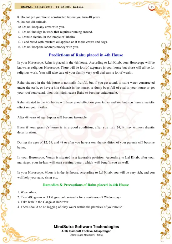 Lal Kitab Horoscope Premium original english sample — page 34