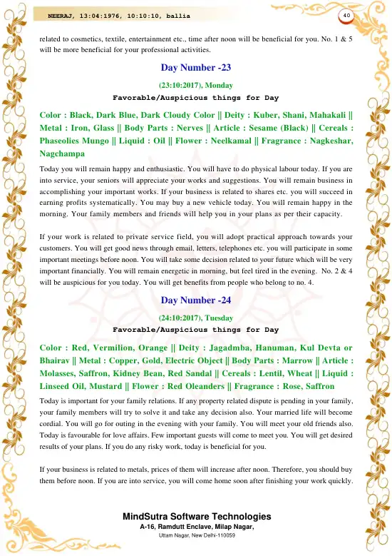 Numerology Report Advance original english sample — page 40