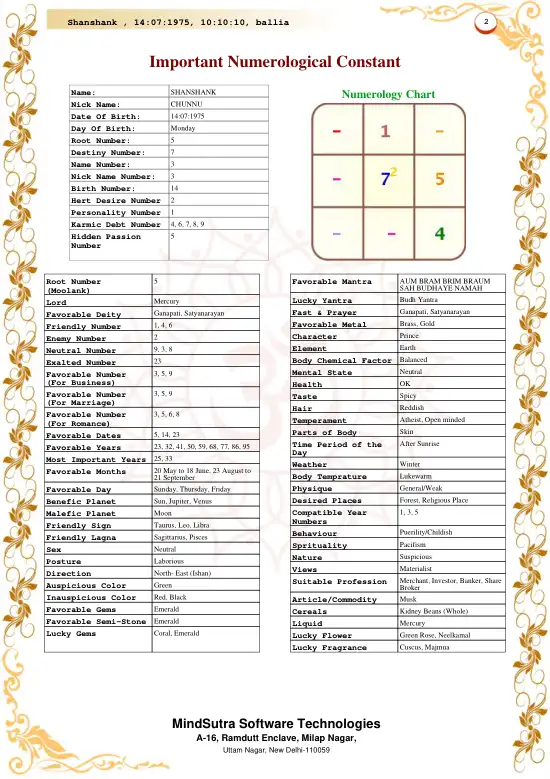 Numerology Report Basic original english sample — page 2