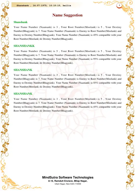 Numerology Report Basic original english sample — page 3