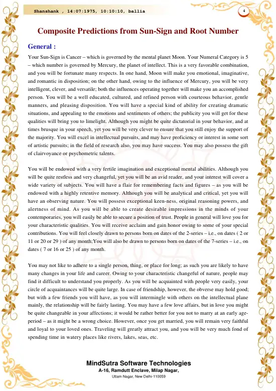 Numerology Report Basic original english sample — page 4