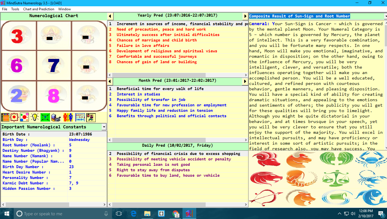 Numerology 3.5 software screenshot 1