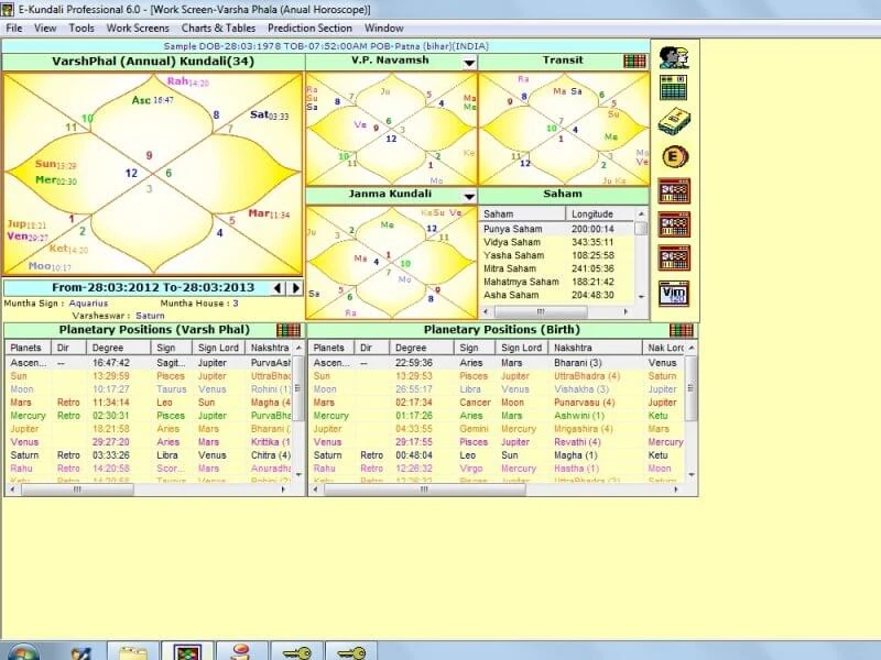 Printable Report Output of E-Kundali Professional 6.0