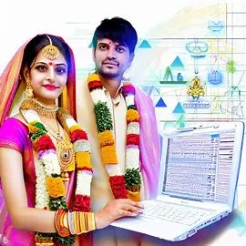 an india newly married couple checking their astrological match making point
